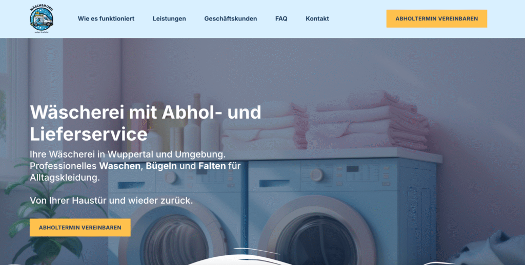 Wäschemobil laundry service website design